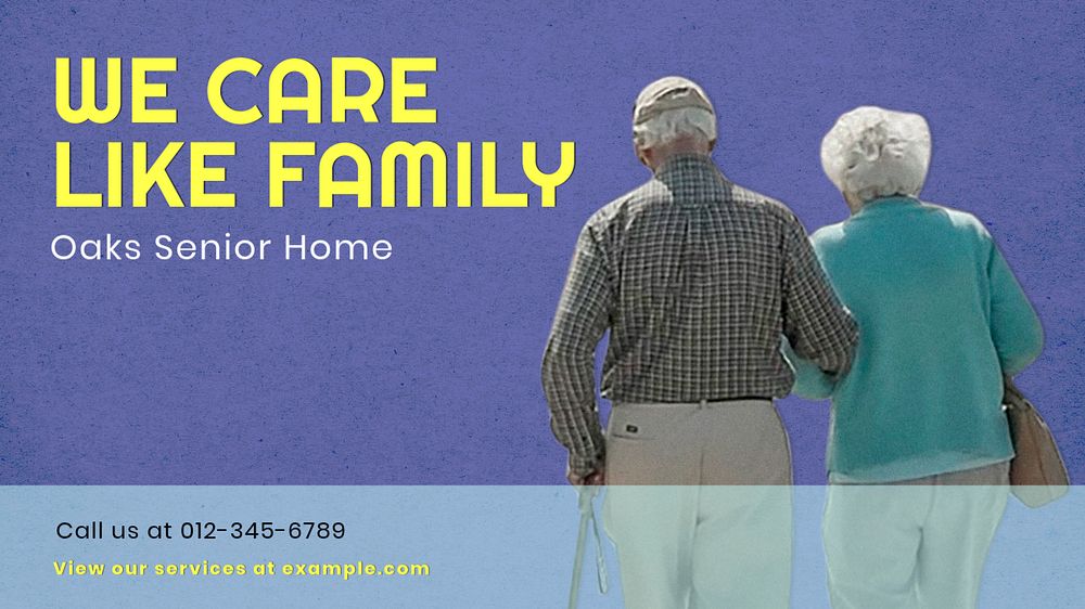 Senior home  blog banner template, editable text