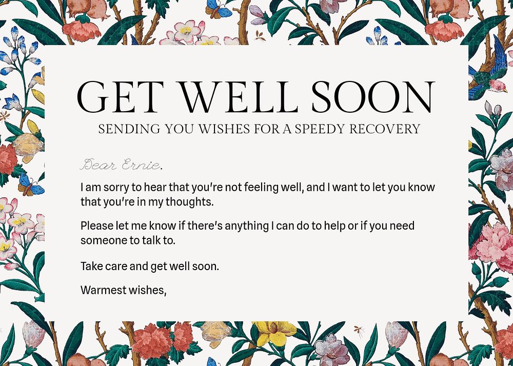 Get well soon template, editable design