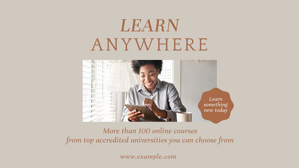 Online courses  blog banner template, editable text