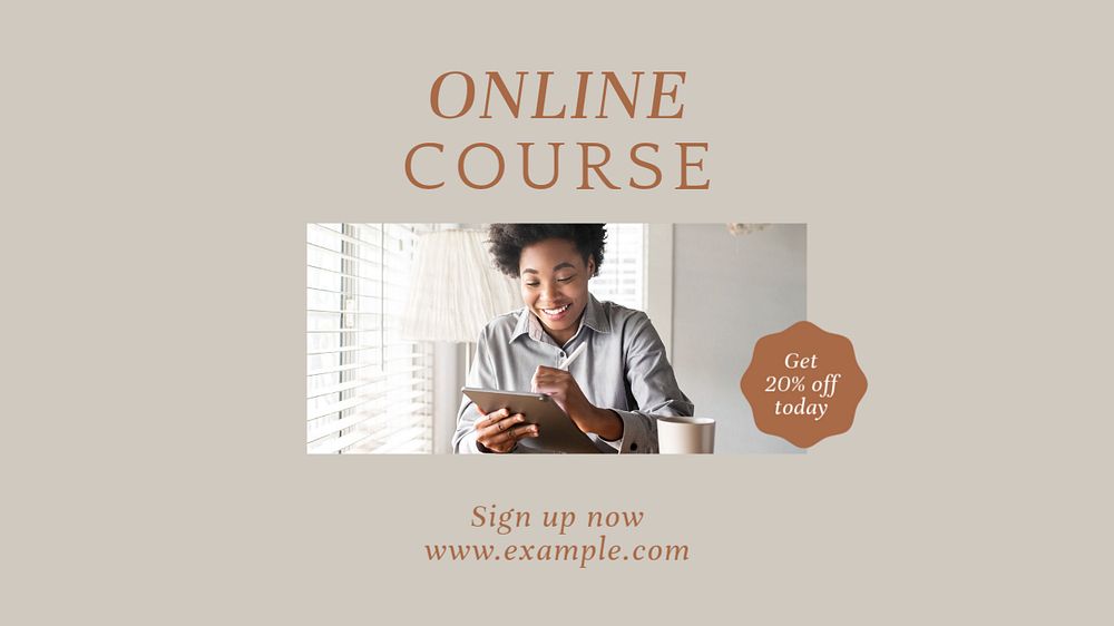 Online course  blog banner template, editable text