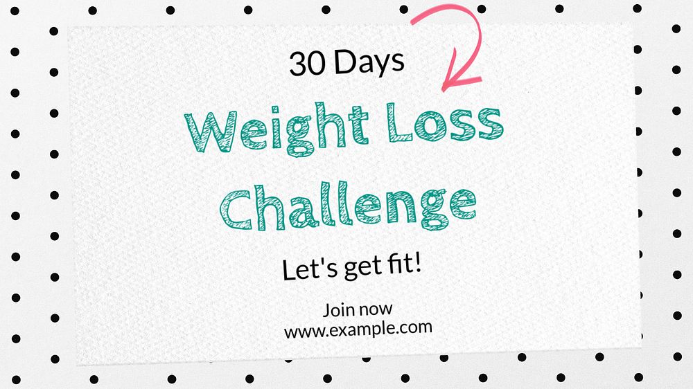 Weight loss challenge blog banner template, editable text