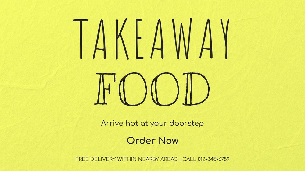 Takeaway food blog banner template, editable text