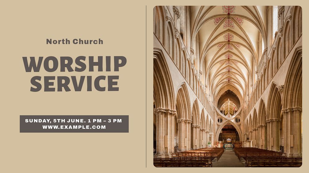 Worship service blog banner template, editable text