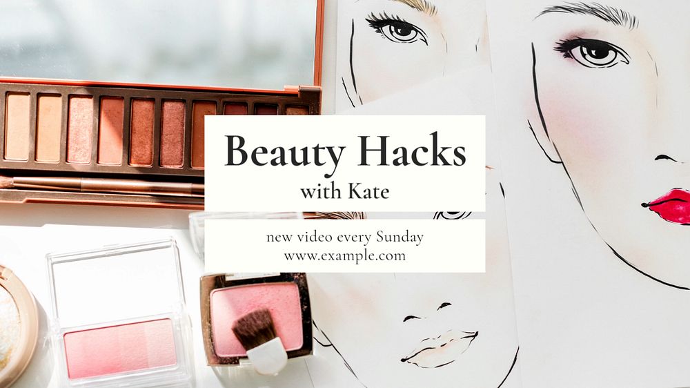 Beauty hacks blog banner template, editable text