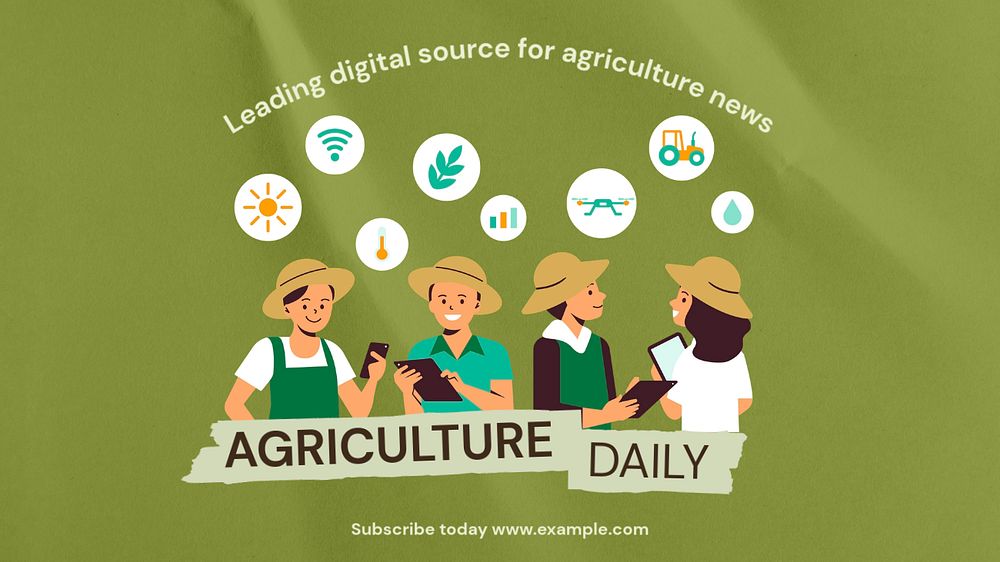 Agriculture daily  blog banner template, editable text