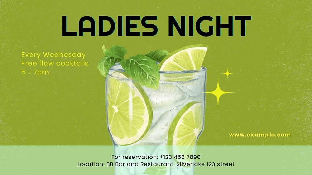 Ladies night  blog banner template, editable text