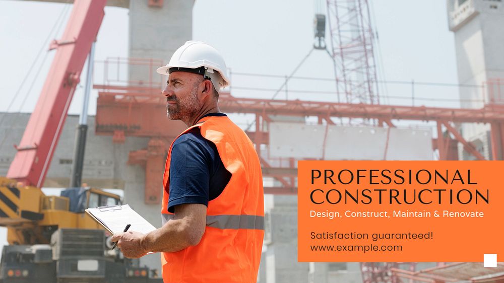 Professional construction Facebook cover template, editable design