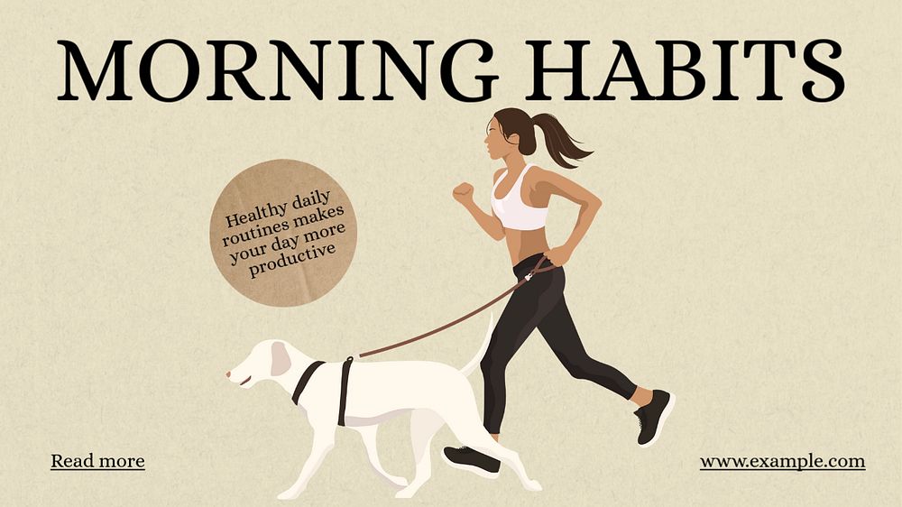 Morning habits  blog banner template, editable text