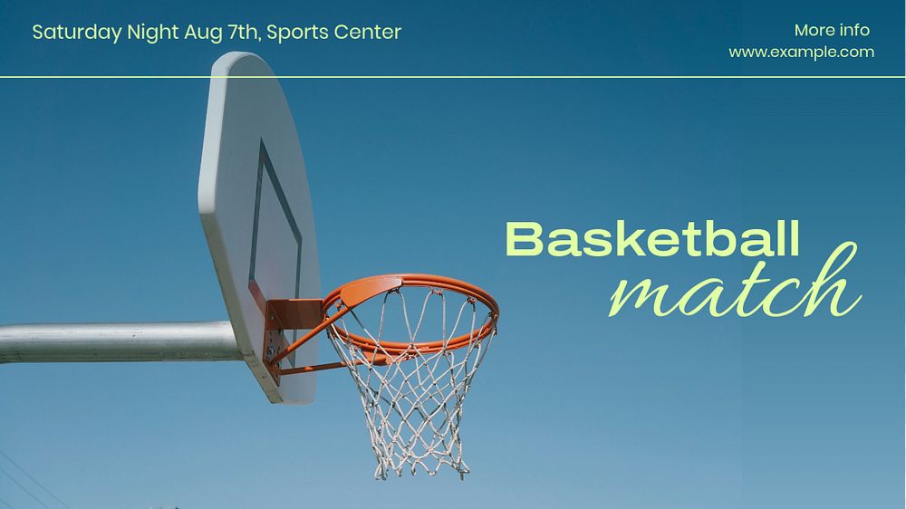 Basketball Match blog banner template, editable text