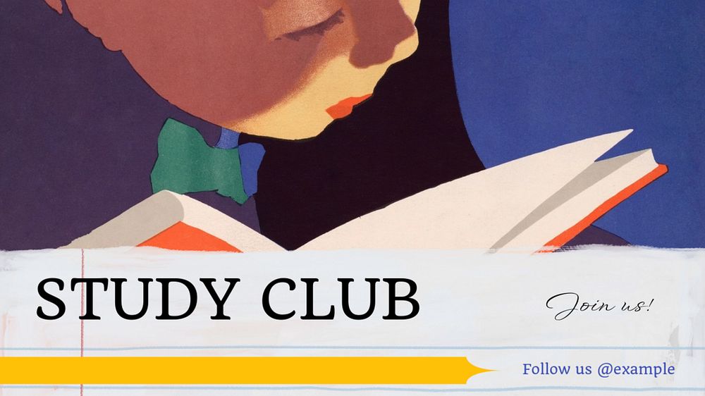 Study club  blog banner template, editable text