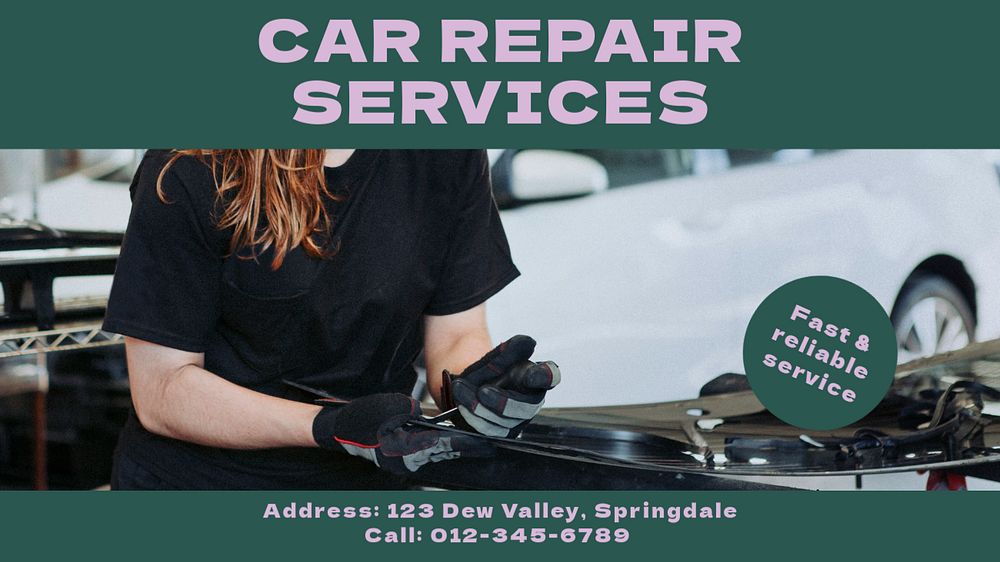 Car repair blog banner template, editable text