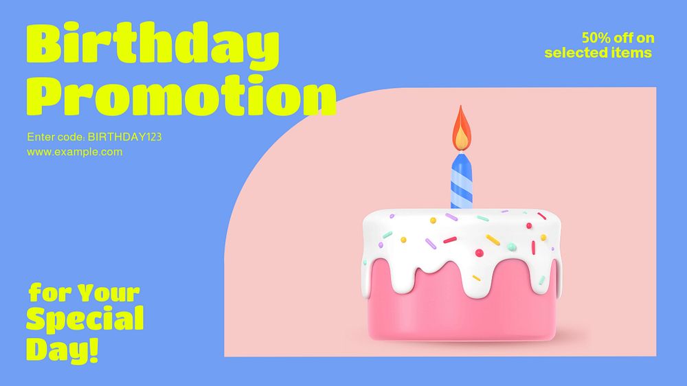 Birthday promotion blog banner template, editable text