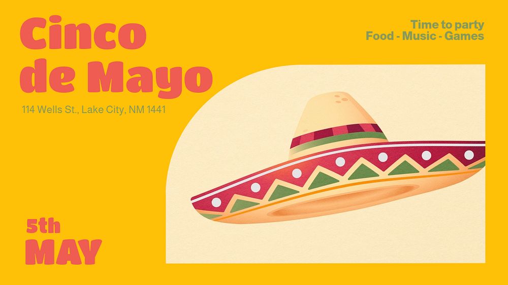 Cinco de mayo blog banner template, editable text