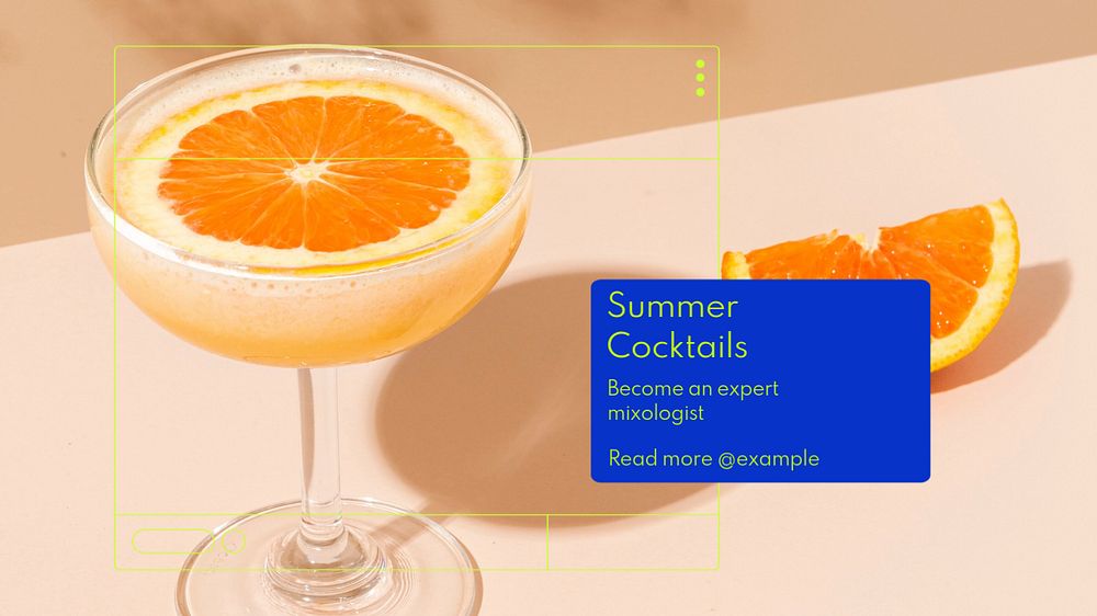 Summer cocktails blog banner template, editable text