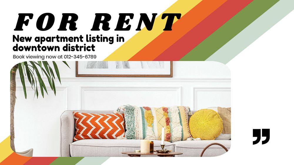 For rent Facebook cover template, editable design