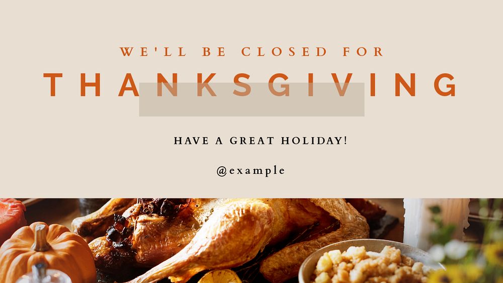 Thanksgiving closure  Facebook cover template, editable design