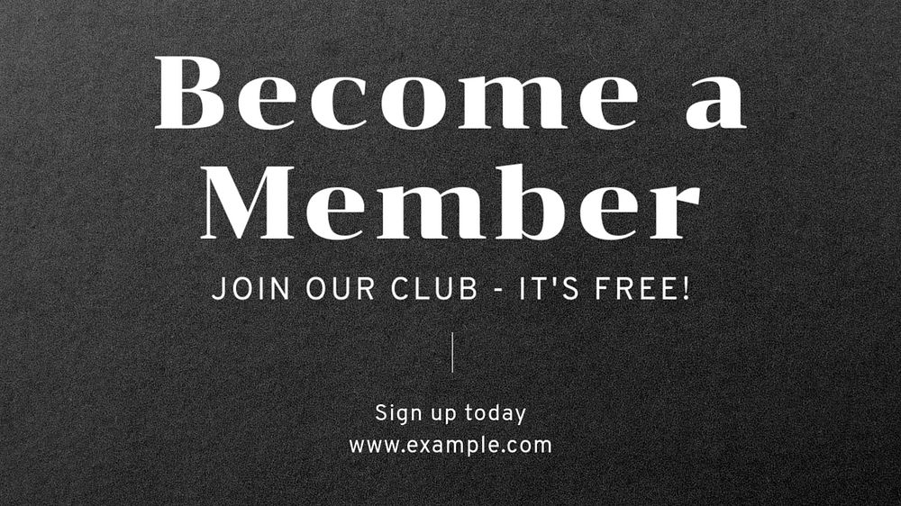 Become a member blog banner template, editable text