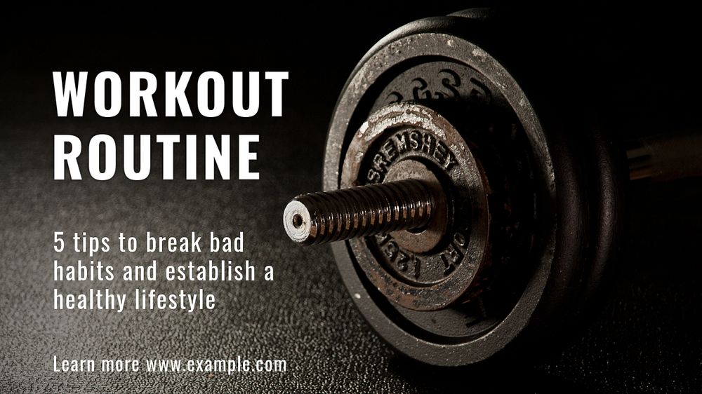 Workout routine blog banner template, editable text