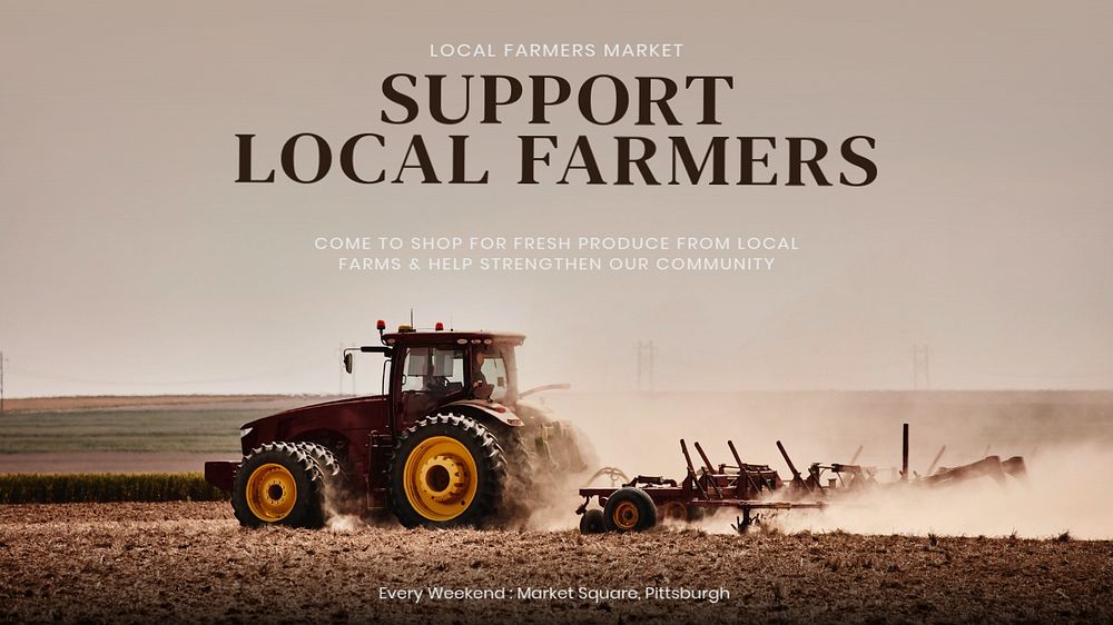 Support local farmers blog banner template, editable text