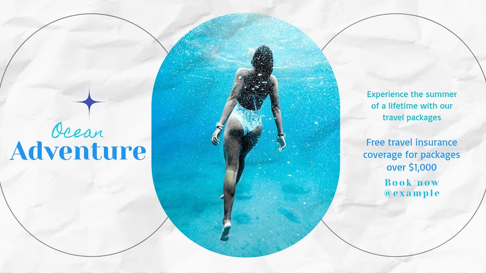 Ocean adventure blog banner template, editable text