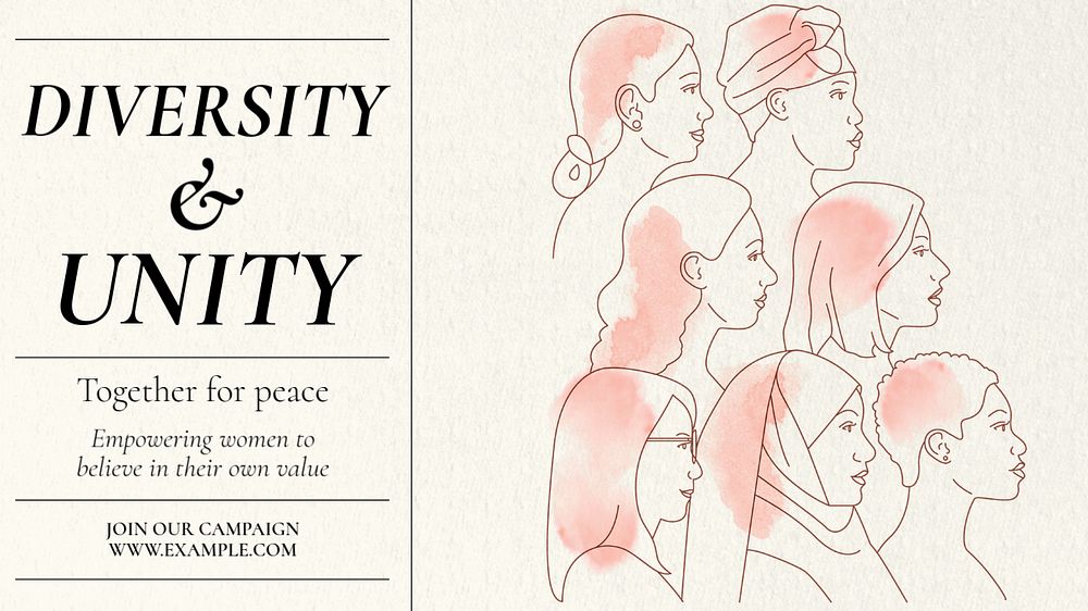 Diversity & unity  blog banner template, editable text