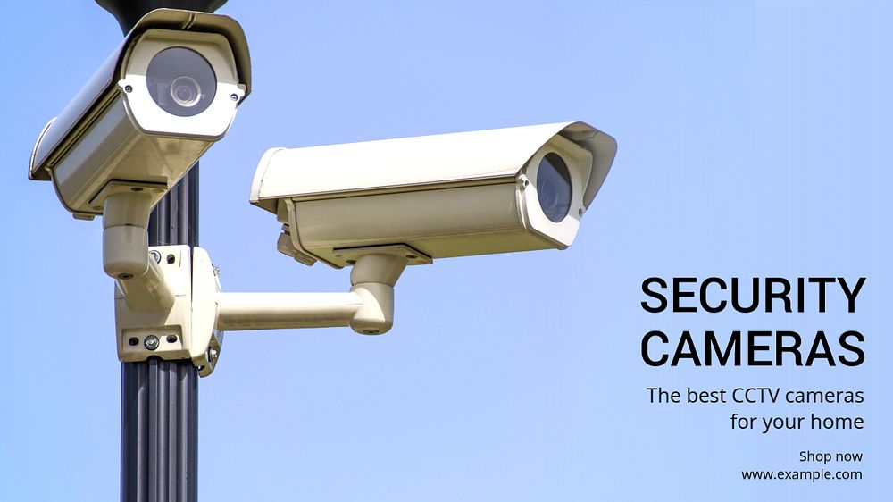 Security cameras blog banner template, editable text