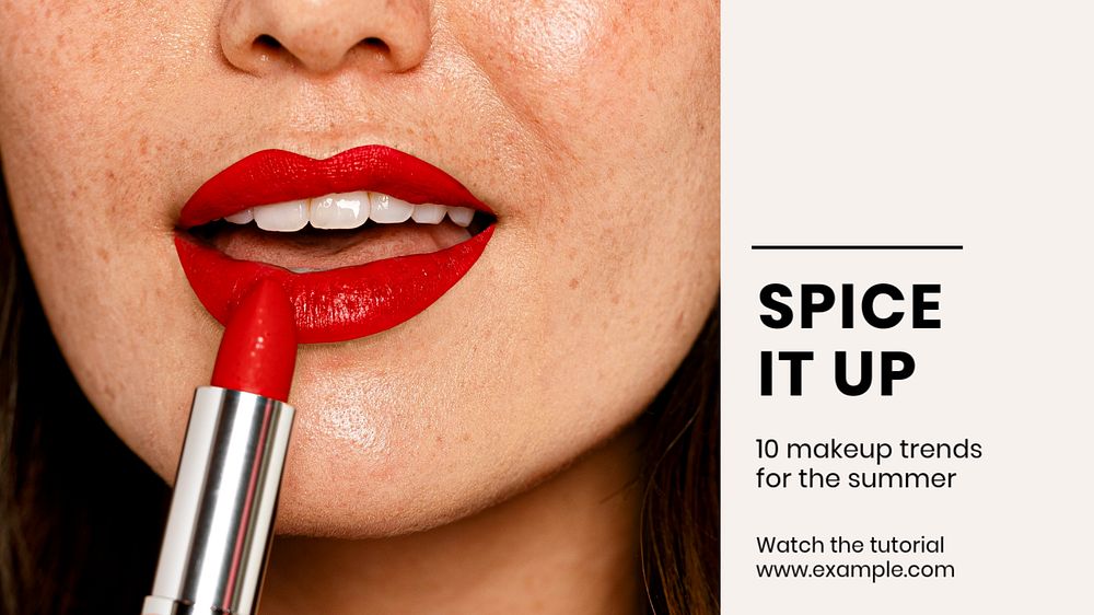 Spice it up makeup blog banner template, editable text