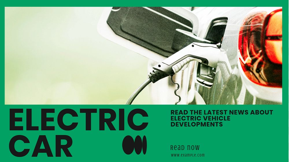 Electric car blog banner template, editable text