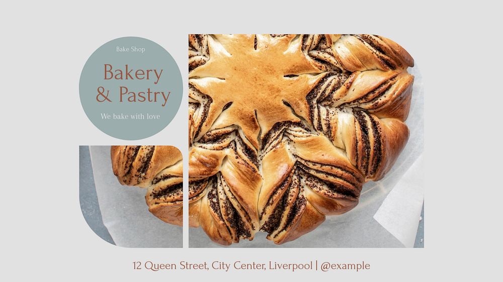 Bakery & pastry blog banner template, editable text