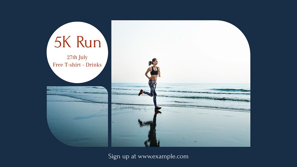 5K Run blog banner template, editable text