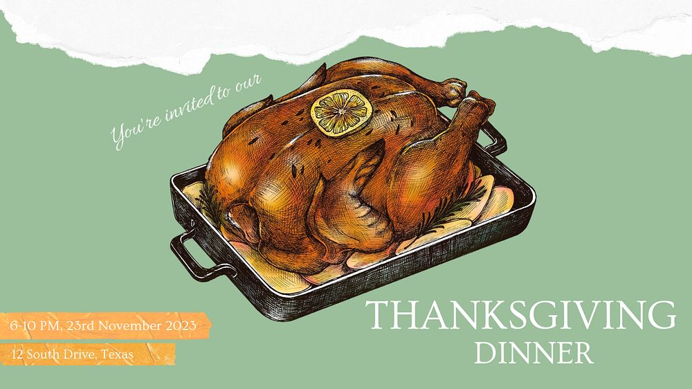 Thanksgiving party blog banner template, editable text