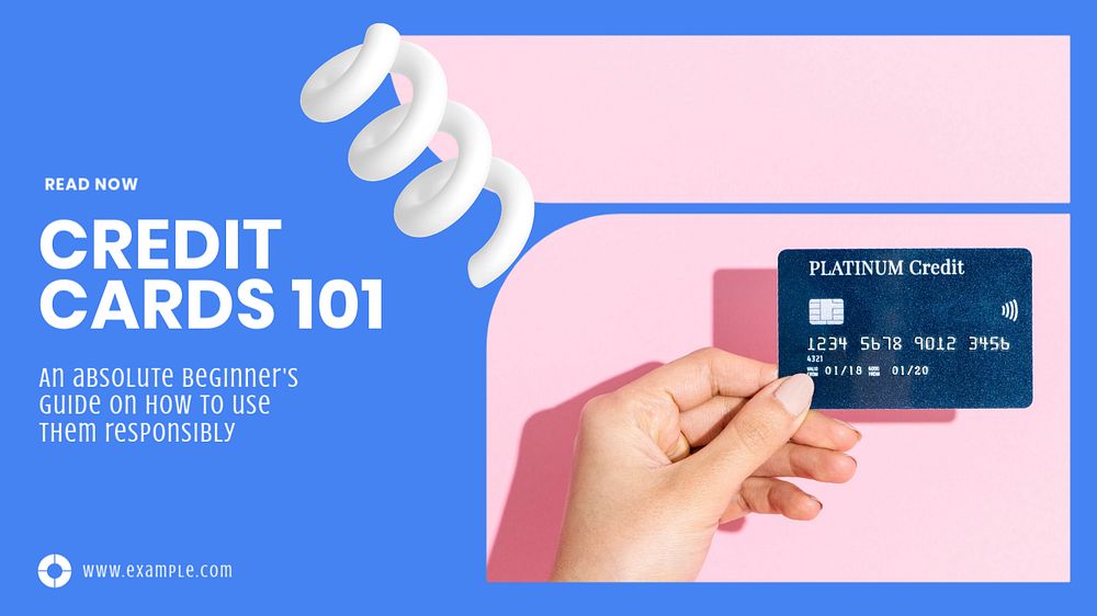 Credit card guide Facebook cover template, editable design