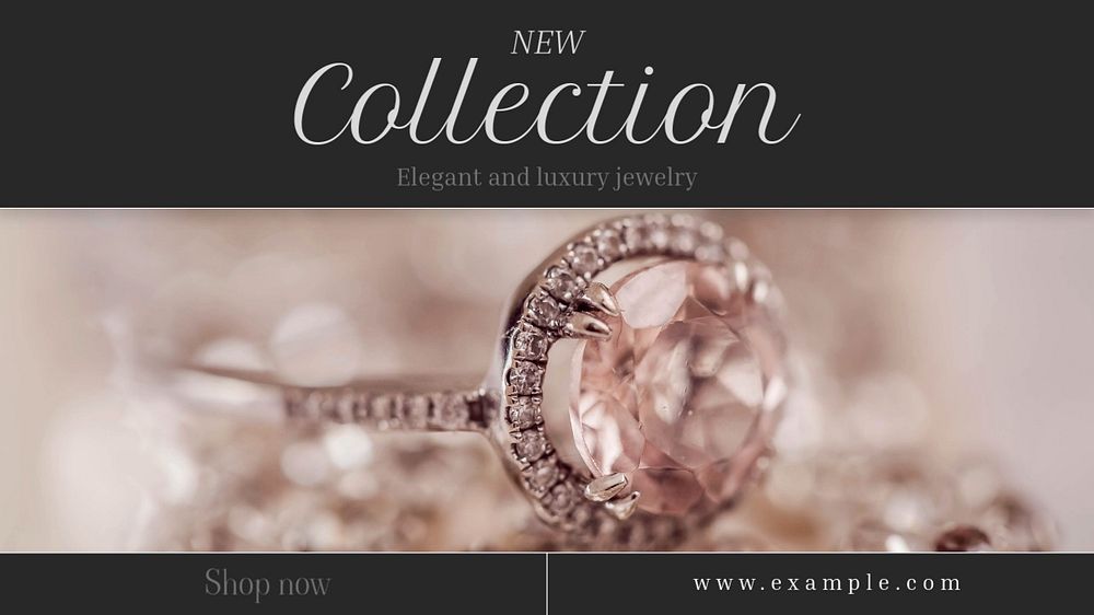 New jewelry collection blog banner template, editable text