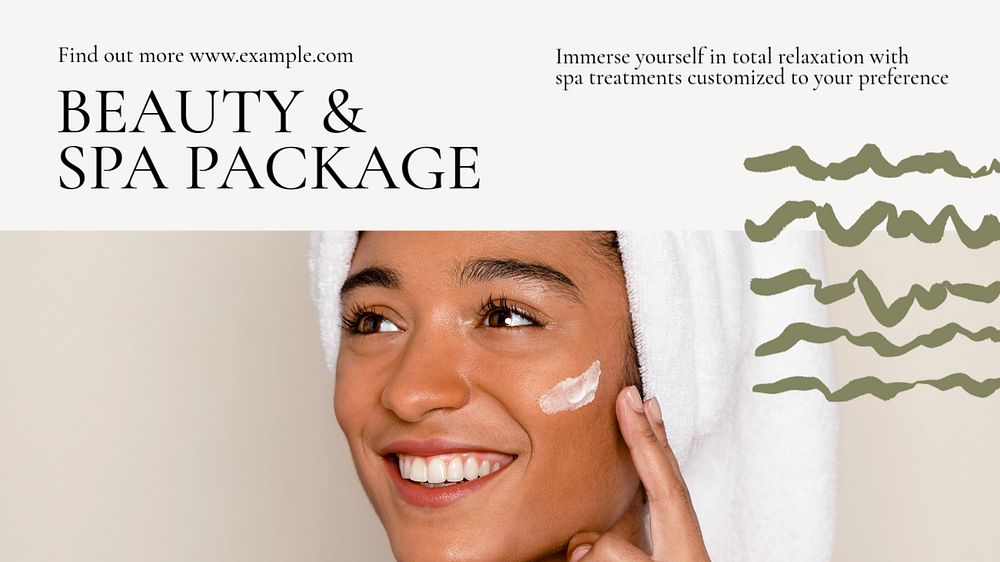 Beauty spa package  blog banner template, editable text