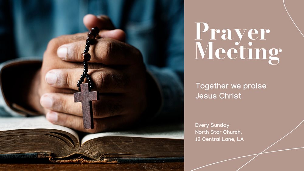 Prayer meeting  blog banner template, editable text