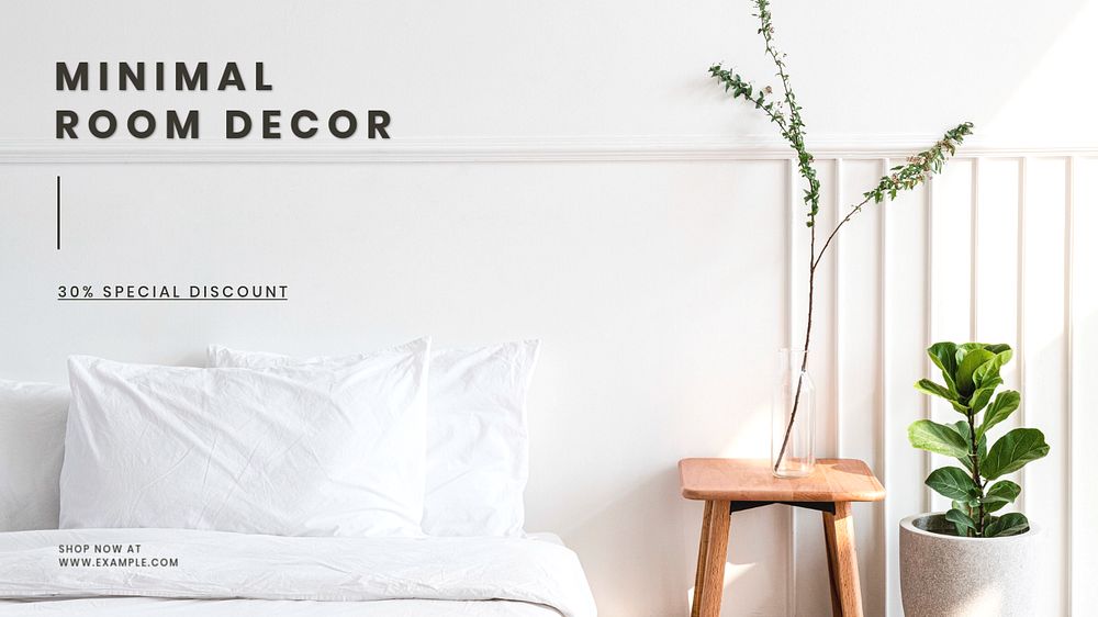 Minimal room decor blog banner template, editable text