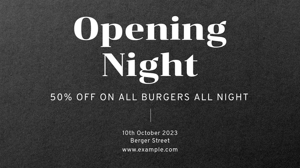 Opening night promotion blog banner template, editable text