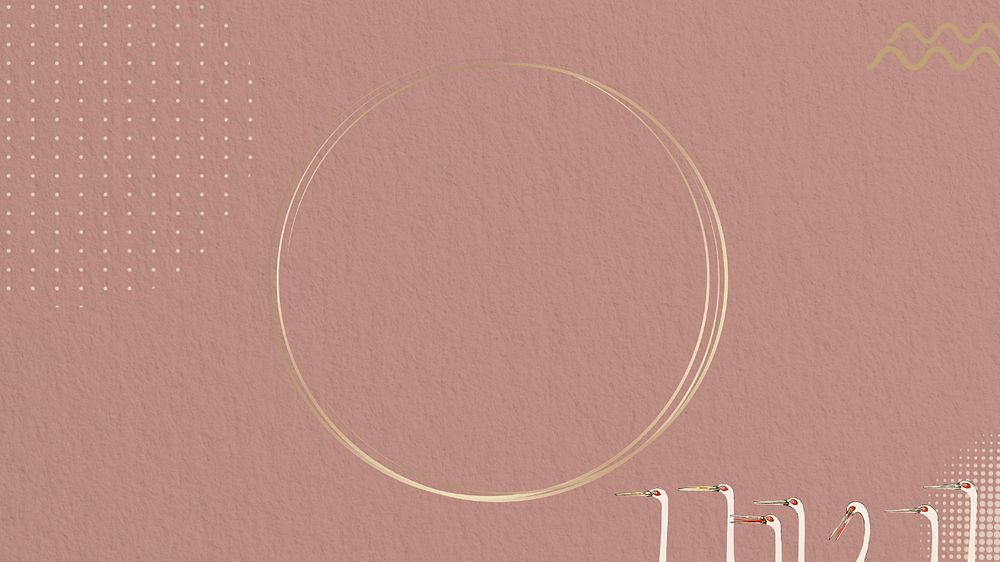 Pink circle frame HD wallpaper, Japanese crane illustration