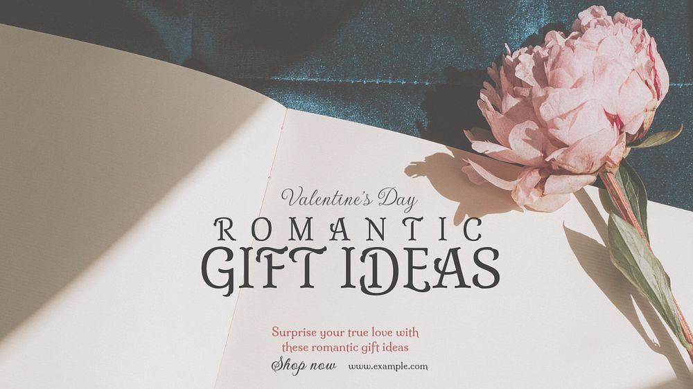 Romantic gift ideas blog banner template, editable text