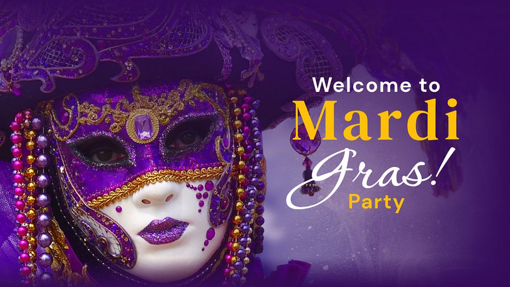 Mardi Gras party blog banner template, editable text