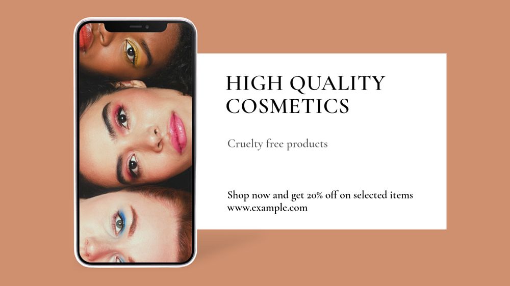 Cosmetics blog banner template, editable text