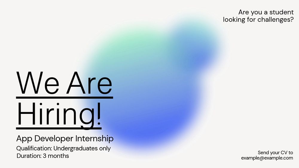 App developer internship blog banner template, editable text