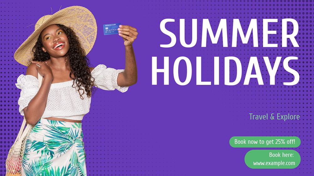 Summer trip  blog banner template, editable text