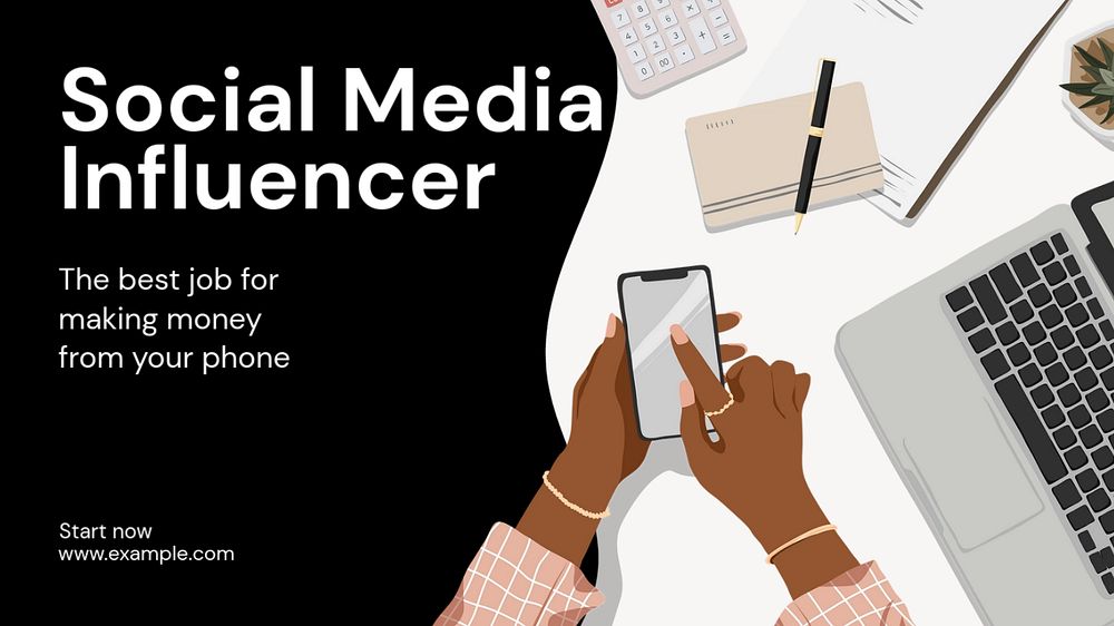 Social media influencer  blog banner template, editable text