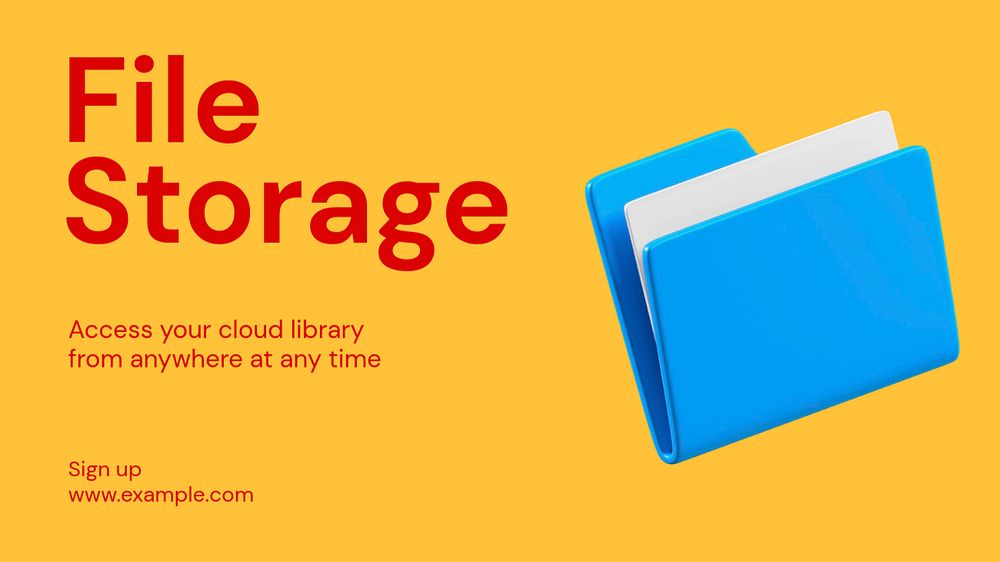 File storage  blog banner template, editable text