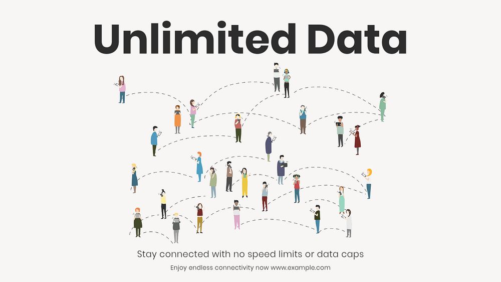 Unlimited internet data  blog banner template, editable text