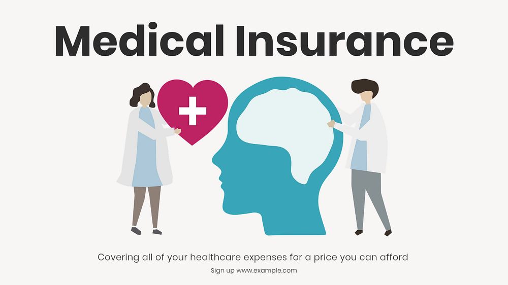 Medical insurance  blog banner template, editable text