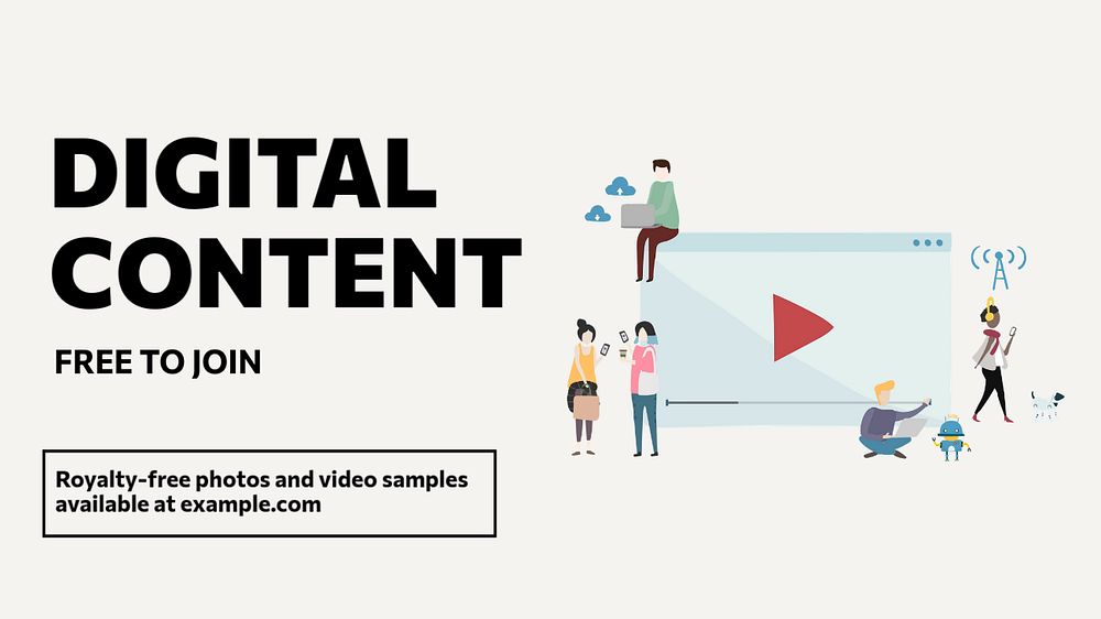 Digital content  blog banner template, editable text