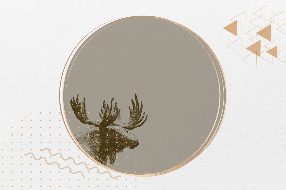 Aesthetic moose frame background, circle shape editable design