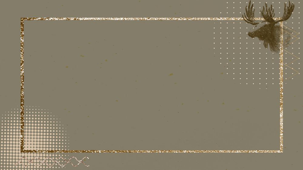 Gold moose frame HD wallpaper, brown editable design